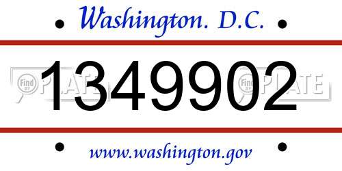 1349902 District Of Columbia License Plate