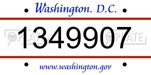1349907 District Of Columbia License Plate