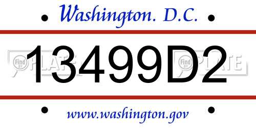 13499D2 District Of Columbia License Plate