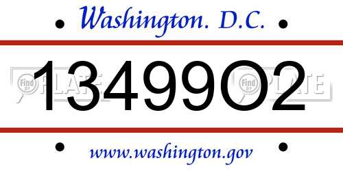 13499O2 District Of Columbia License Plate