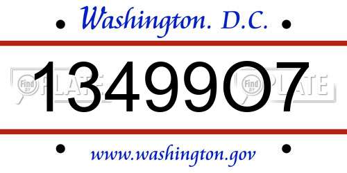 13499O7 District Of Columbia License Plate