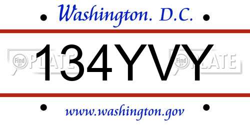 134YVY District Of Columbia License Plate