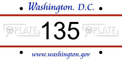 135 District Of Columbia License Plate