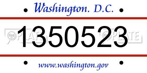 1350523 District Of Columbia License Plate