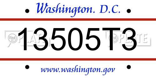 13505T3 District Of Columbia License Plate