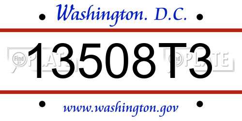 13508T3 District Of Columbia License Plate