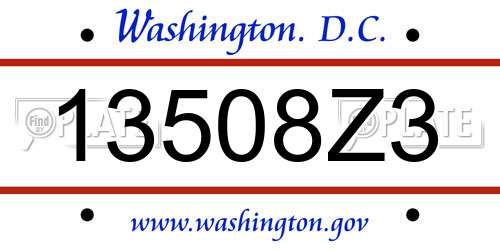 13508Z3 District Of Columbia License Plate