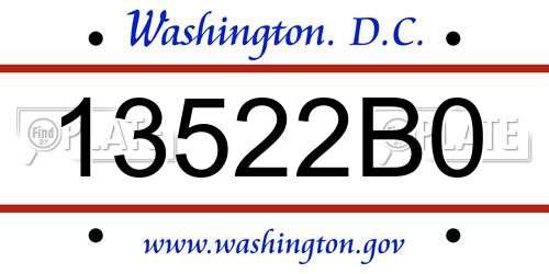 13522B0 District Of Columbia License Plate
