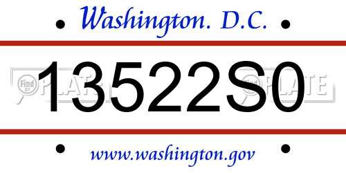 13522S0 District Of Columbia License Plate