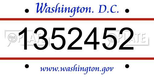 1352452 District Of Columbia License Plate
