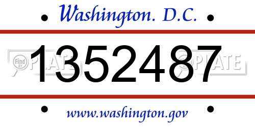 1352487 District Of Columbia License Plate