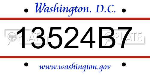 13524B7 District Of Columbia License Plate