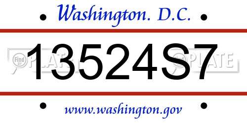 13524S7 District Of Columbia License Plate
