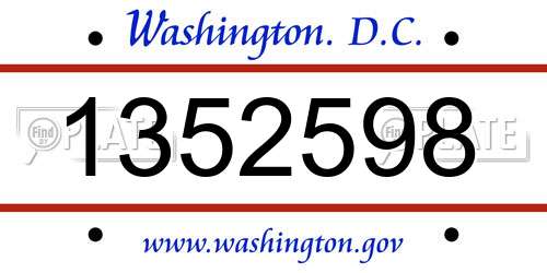 1352598 District Of Columbia License Plate