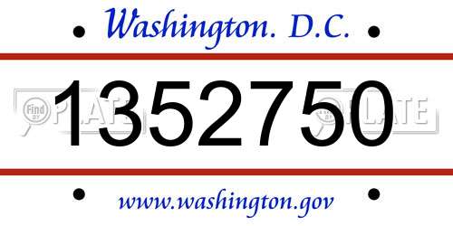 1352750 District Of Columbia License Plate