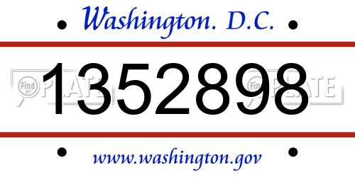 1352898 District Of Columbia License Plate