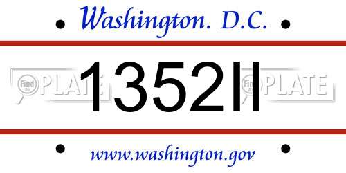1352II District Of Columbia License Plate