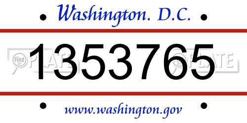 1353765 District Of Columbia License Plate