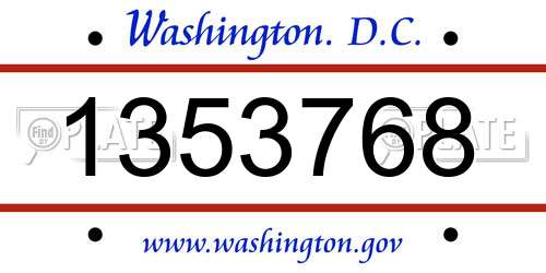 1353768 District Of Columbia License Plate