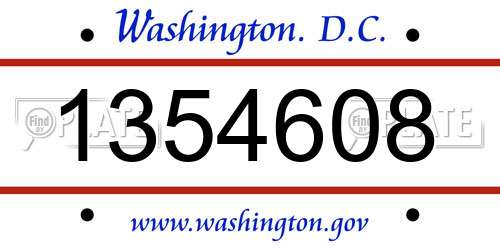 1354608 District Of Columbia License Plate