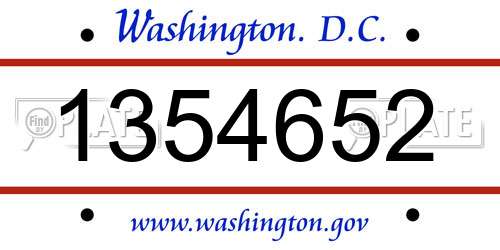 1354652 District Of Columbia License Plate