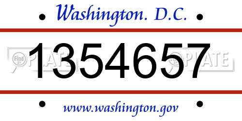 1354657 District Of Columbia License Plate