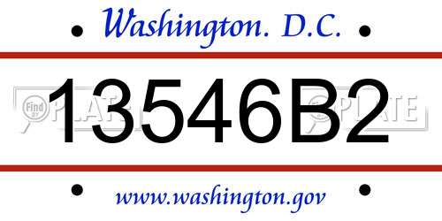 13546B2 District Of Columbia License Plate