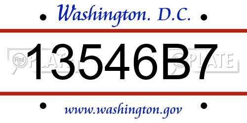 13546B7 District Of Columbia License Plate