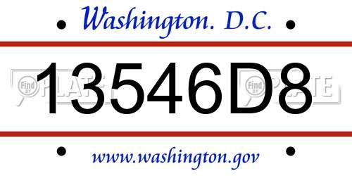 13546D8 District Of Columbia License Plate