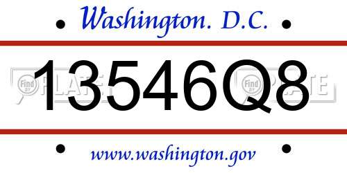 13546Q8 District Of Columbia License Plate