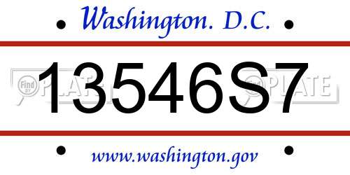 13546S7 District Of Columbia License Plate