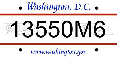 13550M6 District Of Columbia License Plate