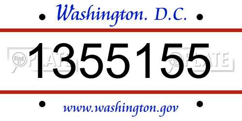 1355155 District Of Columbia License Plate