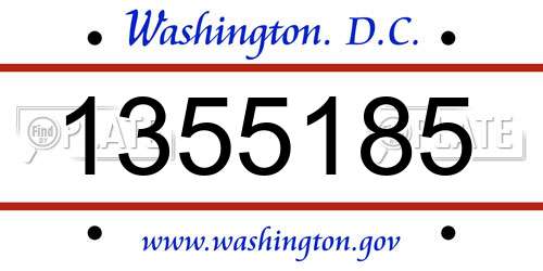 1355185 District Of Columbia License Plate