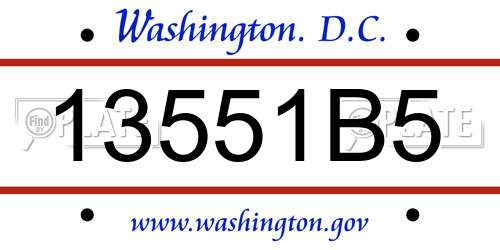 13551B5 District Of Columbia License Plate