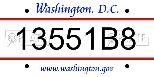 13551B8 District Of Columbia License Plate