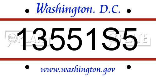 13551S5 District Of Columbia License Plate