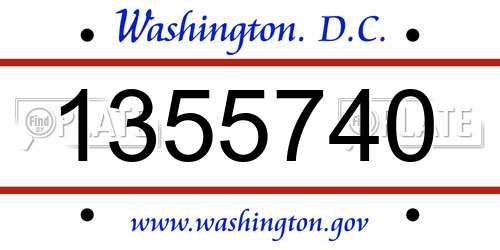 1355740 District Of Columbia License Plate