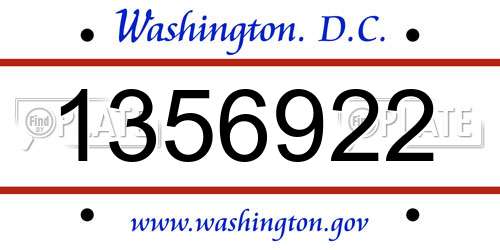 1356922 District Of Columbia License Plate