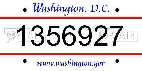1356927 District Of Columbia License Plate