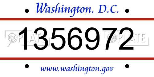 1356972 District Of Columbia License Plate