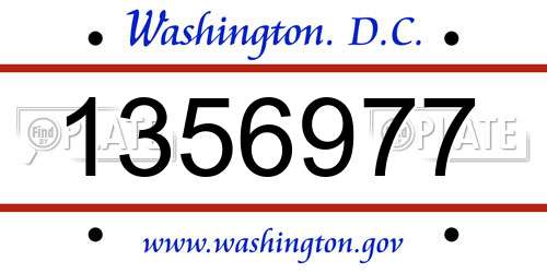 1356977 District Of Columbia License Plate