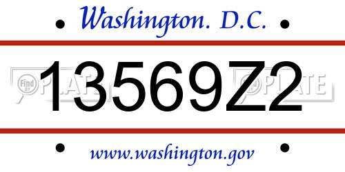 13569Z2 District Of Columbia License Plate