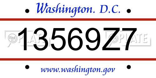 13569Z7 District Of Columbia License Plate