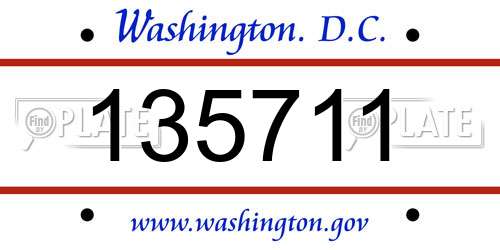 135711 District Of Columbia License Plate