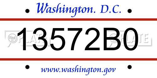 13572B0 District Of Columbia License Plate
