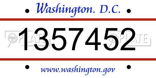 1357452 District Of Columbia License Plate