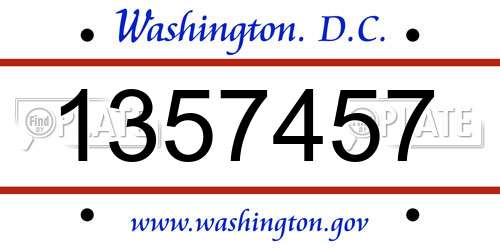 1357457 District Of Columbia License Plate