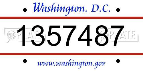 1357487 District Of Columbia License Plate