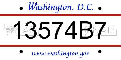 13574B7 District Of Columbia License Plate